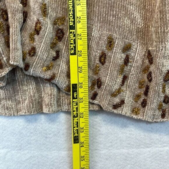 STORYBOOK KNITS Cardigan Sweater Women's 2X Tan Faux Fur Animal Print Trim - Picture 8 of 13